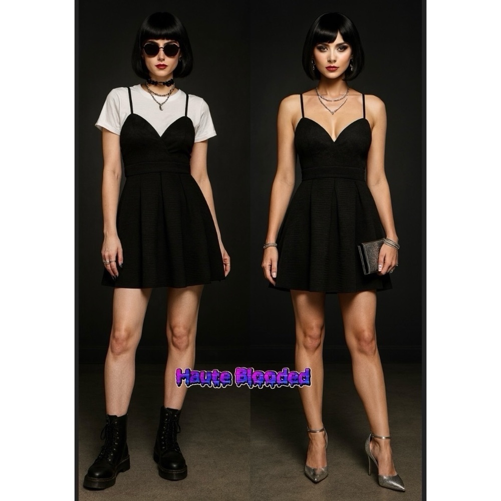 Vintage 90's Contempo Casuals Dress Black LBD Coquette Goth Grunge alt egirl y2k